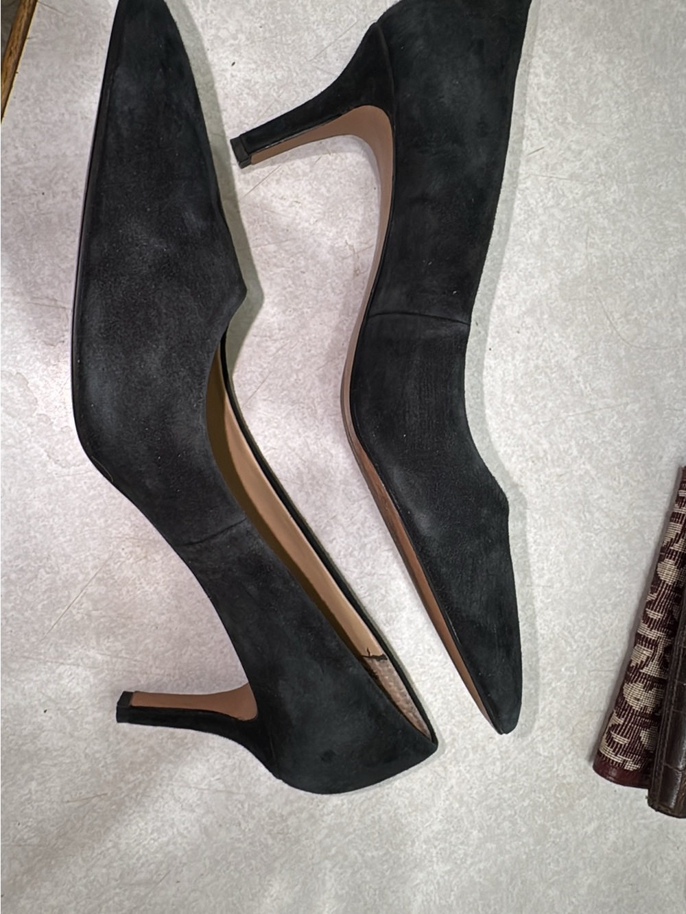 Franco Sarto Black Suede Pointed-Toe Pumps - Picture 6 of 8